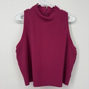 ATHLETA ALICIA KEYS Pink Ribbed Halter Neck‎ Tank Top Size 2X Athletic Stretch